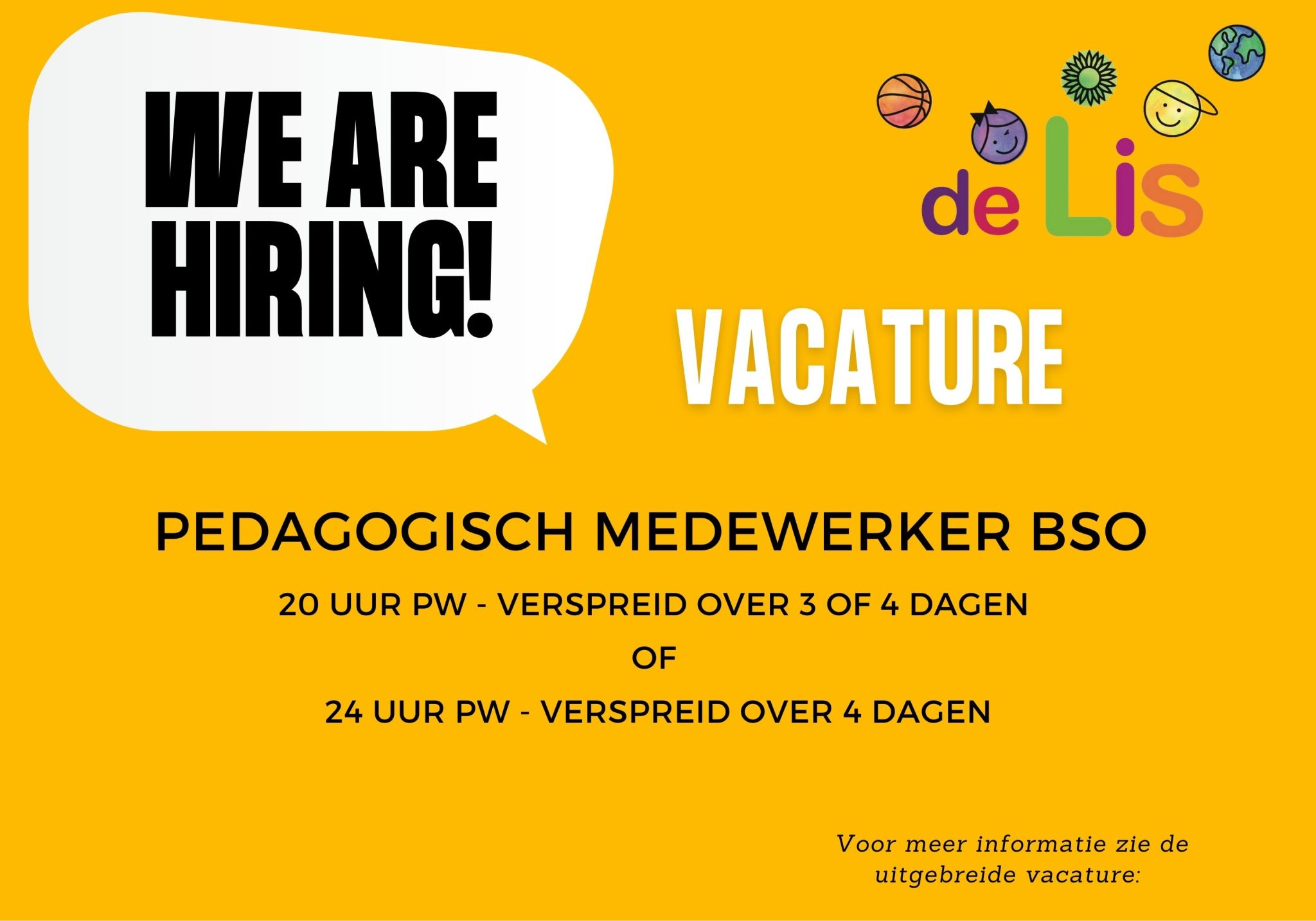 Vacature BSO - 20/24 Uur Per Week - De Lis